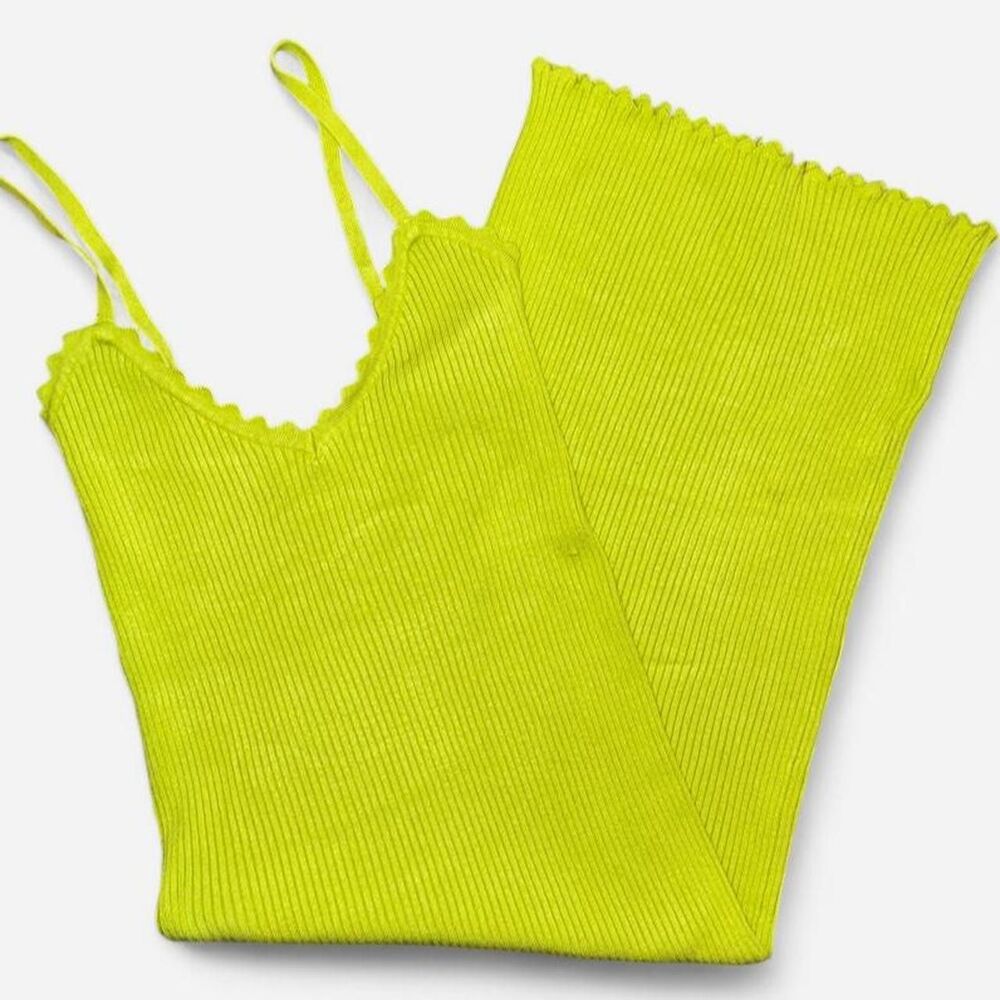 Urban Outfitters Lime Green Knit Sweater Bodycon Midi Dress w/ Spaghetti Straps